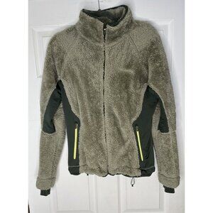 Columbia Womans Large Jacket Gray Full Zip Fleece Sherpa Soft Shell Thumb Hole
